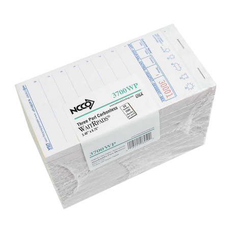 National Checking 11 Line White No Carbon 3 Part White Guest Check 100 Checks, PK50 3700WP